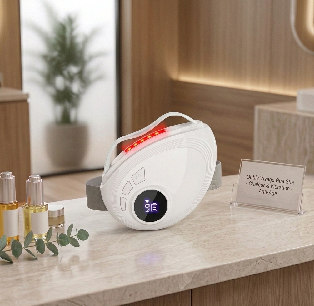Appareil de Massage Facial Liftant 3-en-1 : Chaleur, Vibration & Thérapie LED